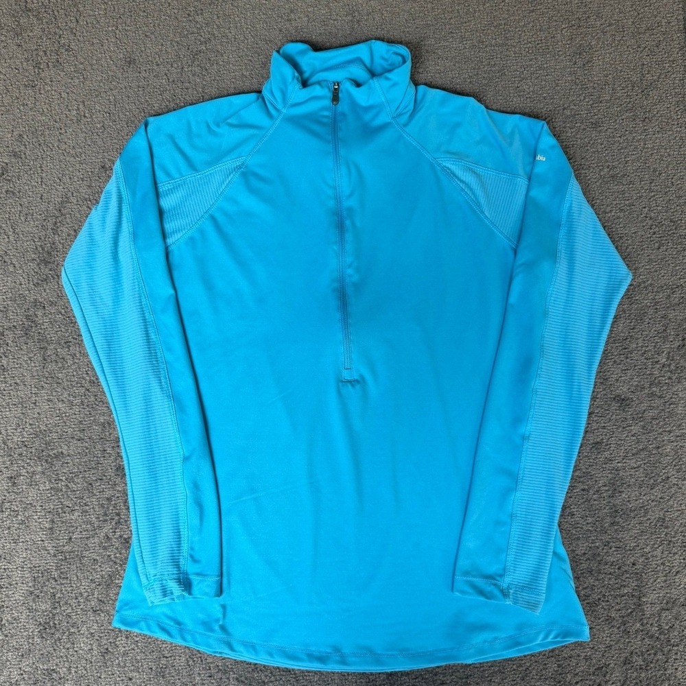 Columbia Omni-Wick Women XL Turquoise Blue Quarter Zip Pullover AL6161 Mock Neck